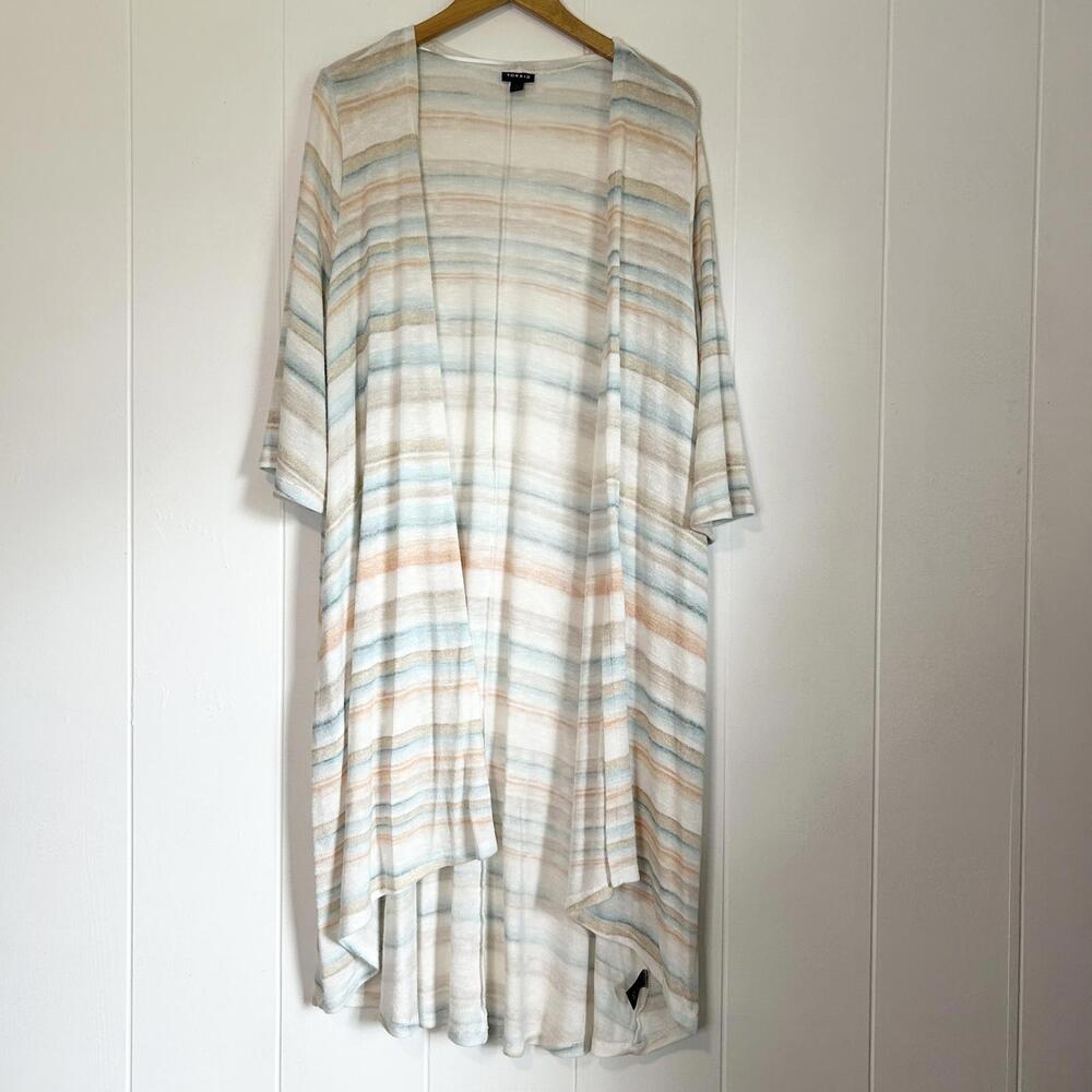 Torrid Striped Long Sleeve Long Open Cardigan Sweater Cover Up Women's Size XL